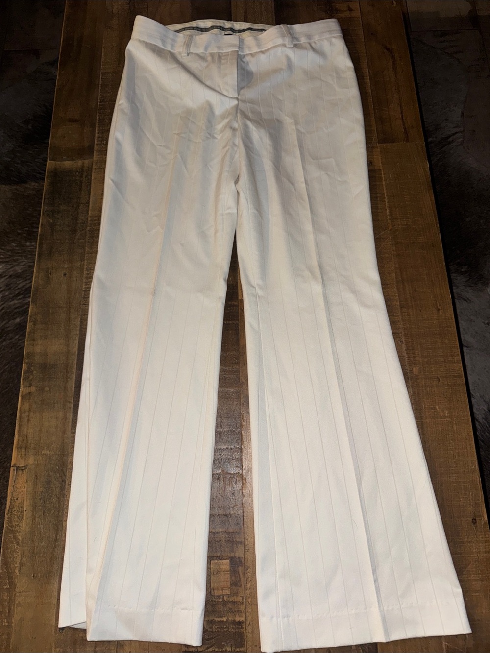 Express White Pinstripe Wide Leg Trousers